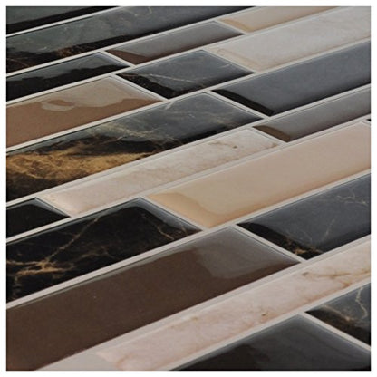 Art3d 6-Pack Peel and Stick Vinyl Sticker Kitchen Backsplash Tiles, 12" x 12" Marble Design - color: Brown