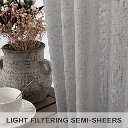 Linen Valance for Windows Kitchen Living Room Valance Rod Pocket Modern Farmhouse Country Rustic Bathroom Small Window Treatment Semi Sheer Curtain Valance for Bedroom Office Laundry Light Grey Gray - color: Grey