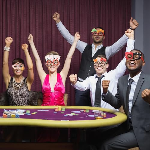 32 Pcs Casino Night Decorations Las Vegas Casino Glasses Paper Eyeglasses Poker Dice Selfie Photo Booth Props Kit Las Vegas Game Night Birthday Party Favors Supplies - style: Casino Night
