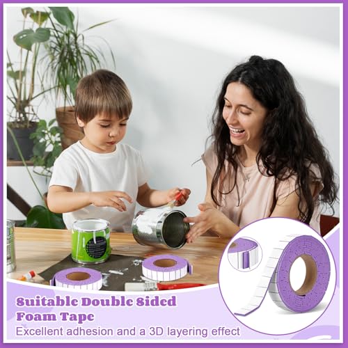 168 Pcs Foam Tape Craft Double Sided Precut 3/4 X 1/2 Inch 3D Adhesive Foam Squares Self Adhesive Dots Purple for Halloween Christmas DIY Crafts Art Sewing Supplies（1 Roll,Purple） - color: Purple, style: 1 Tape