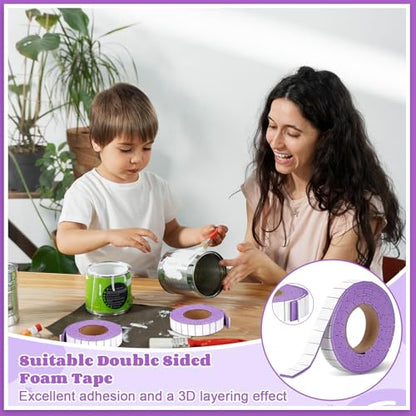 168 Pcs Foam Tape Craft Double Sided Precut 3/4 X 1/2 Inch 3D Adhesive Foam Squares Self Adhesive Dots Purple for Halloween Christmas DIY Crafts Art Sewing Supplies（1 Roll,Purple） - color: Purple, style: 1 Tape