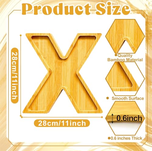 11" Wooden Letter X Platter Tray for Party Charcuterie Board Letters Serving Trays for Food Fruit Cupcake Reusable Fillable Dishes Plates for Birthday Anniversary Wedding Party Baby Shower Supplies - color: Letter X