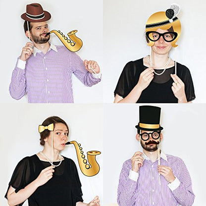 Photo Props by PartyGraphix Roaring 20's Themed DIY Photo Booth for Wedding, Birthday Party or Hollywood Party. Reusable. 25 Pieces - size: 25 Pieces