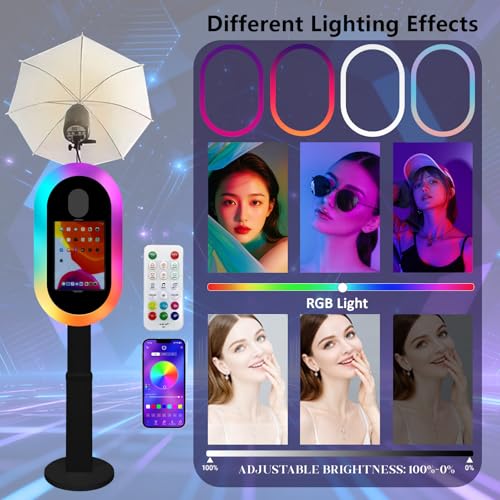 Soft-Light Umbrella Photo Booth Shell Compatible with iPad Tablet 10.2''-13'' Selfie Protable iPad Photo Booth Machine with Flight Case (Black, Machine+Camera+Printer) - color: Black, size: Machine+Camera+Printer
