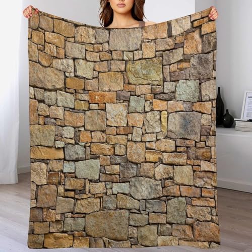 Yellow Brick Throw Blanket Vintage Stone Wall Countryside Blanket for Sofa Bed Couch Chair Or Dorm 30"x40" - color: Style-17, size: 30"x40"