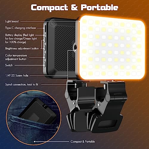 UBeesize Selfie Light for Phone, 80 LED Video Fill Light with Clip for iPhone, Laptop, 3 Light Modes 10 Level Brightness Portable Travel Light for Tiktok, Selfie, Vlog, Live Stream,Make Up,Photography - style: Square Light-2