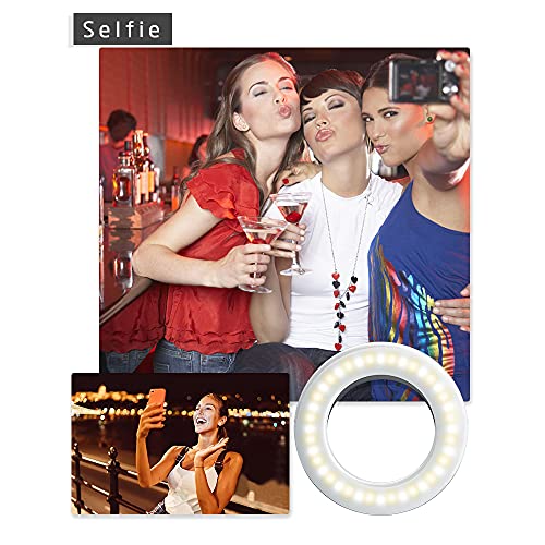 XINBAOHONG Selfie Ring Light Rechargeable Portable Clip-on Selfie Fill Light with 40 LED for Smart Phone Photography, Camera Video, Girl
