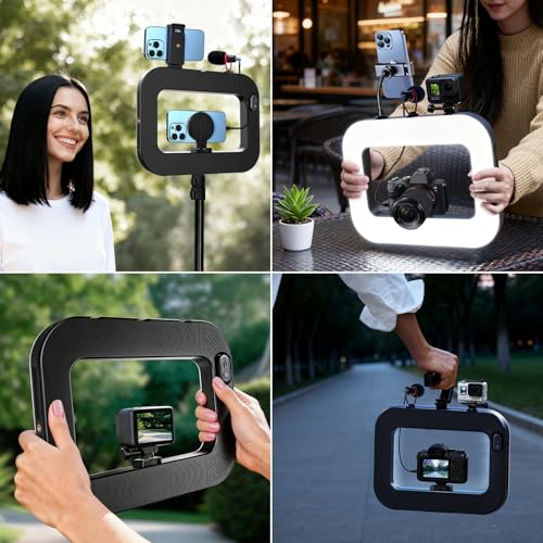 yAyusi Magnetic Cell Phone Light for Video Recording, Handheld Phone Stabilizer with Light, 8000mAh LED Selfie Phone Ring Light with Phone Holder, Smartphone Video Rig for Camera, Vlog, TikTok - size: Magnetic