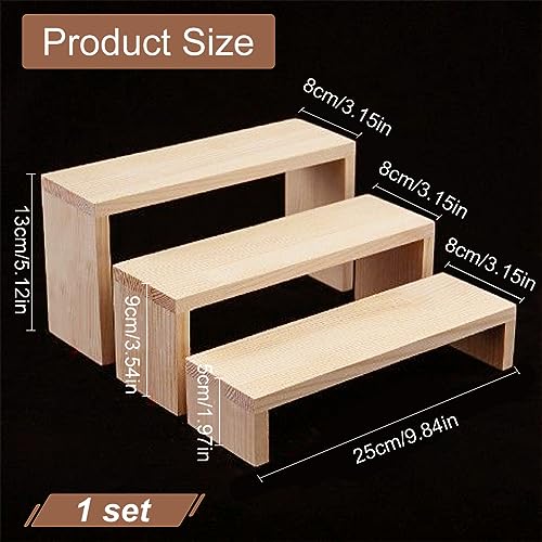 NBEADS 3-Tier Rectangle Wood Jewelry Display Risers, 9.8inch Unfinished Wood Display Risers Shelf Showcase Fixtures Detachable Display Stand for Crafts Jewelry Storage Display Collection - color: 3-Tier Rectangle 3 Sizes