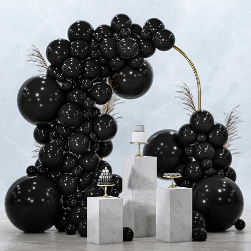 PartyWoo Black Balloons 100 pcs Different Sizes of 18 12 10 5 Inch Black Balloons Arch Kit Garland for Baby Shower Birthday Graduation Casino Gaming Anniversary Race Car Party Decorations Black-Y18 - color: Black-3040, size: 5/10/12/18 inch