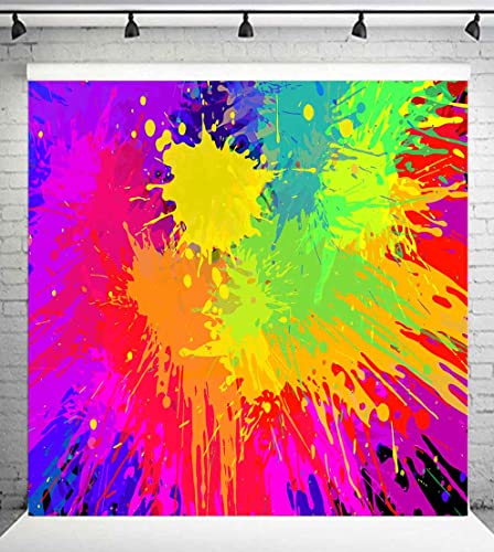 Colorful Graffiti Splatter Backdrop, Vinyl 6x6ft Abstract Paint Splash Photo Backdrop Hip Hop Theme Birthday Talent Show Baby Shower Prom Carnival Backdrops for Photoshoot Photo Studio Props - size: 6x6ft