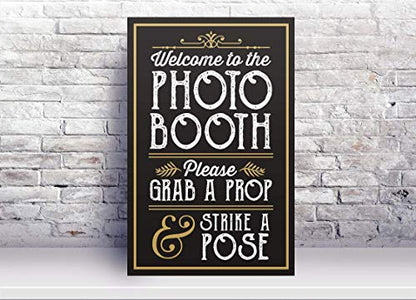PERFECT PHOTO BOOTH PROP SIGN WITH EASEL BACKER STAND, Great for DIY Photo Booth, Grab A Prop Strike A Pose Photo Booth Sign, Great for wedding, birthday, holiday events and more!