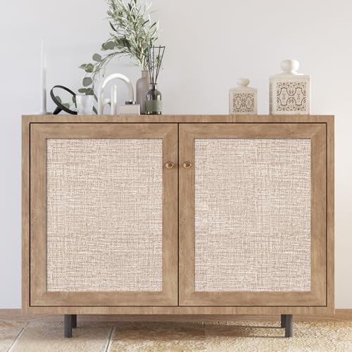 Amiya Grasscloth Khaki Wallpaper 17.3"x80" Peel and Stick Tan Faux Fabric Linen Contact Paper Beige Self Adhesive Removable Wall Paper for Bedroom Cabinet Liners Decor - color: Khaki, size: 17.3" x 80"