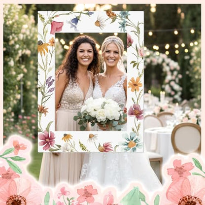 Bucherry 32 x 24 Inches Bridal Shower Photo Booth Props Picture Frame DIY PVC Cutouts Photo Booth Prop Selfie for Wedding Birthday Baby Shower Graduation Party Supplies Favor - style: Vintage Style