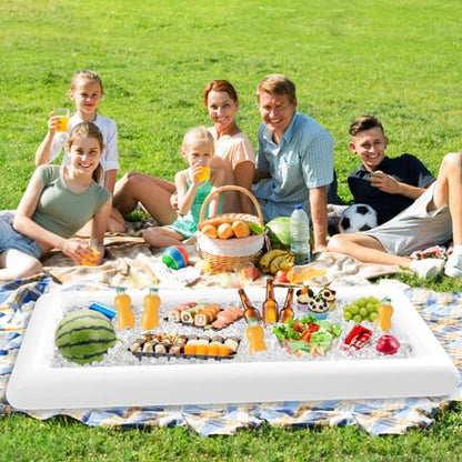 Jasonwell Inflatable Serving Bars Ice Buffet Salad Serving Trays Food Drink Holder Cooler Containers Indoor Outdoor BBQ Picnic Pool Party Supplies Beach Luau Hawaiian Tropical Cooler - style: 1 PC