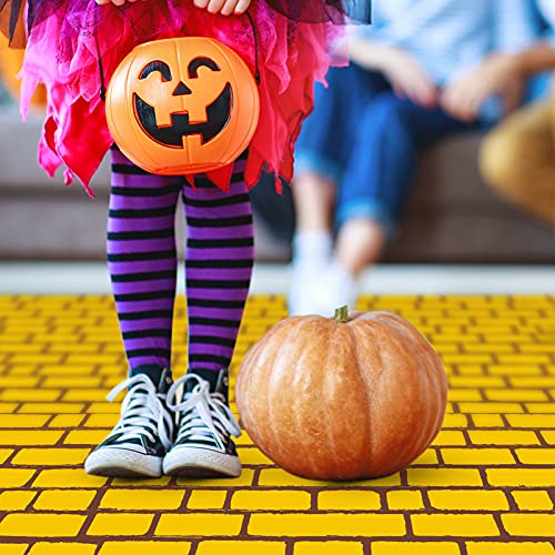 Chuangdi 1 Piece 4.5 x 9 Feet Yellow Brick Costume Wizard Backdrop Princess Decorations Decal Wall Backdrop Brick Wallpaper for Halloween Wizard Princess Cosplay Decorations Supplies