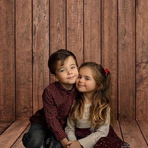 Kate 5x4ft Dark Brown Wood Rubber Floor Mat, Non-Slip Non-Reflective Wood Floor Drop for Newborn Baby Portrait & Studio Photography, Washable Reusable Backdrop Floor Mat - color: Red Brwon, size: 5x4ft