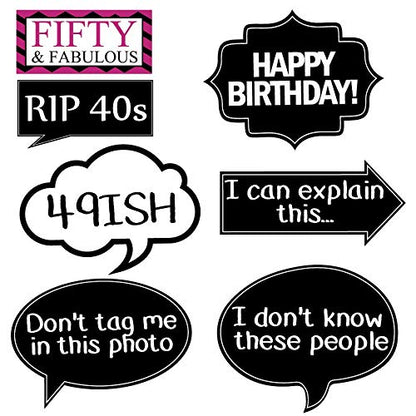 50th Birthday Photo Booth Props - 40 Pieces - Funny Birthday Party Supplies for Him or Her - Photo Booth Decorations, Favors and Gifts