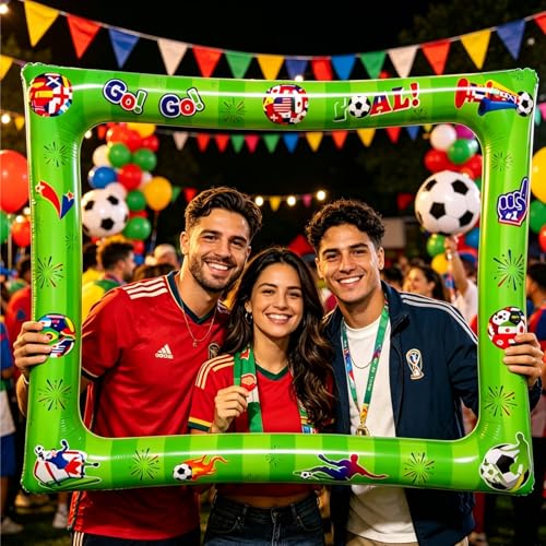 Giant FIFA World Cup 2026 Inflatable Photo Photo Frame, Funny Soccer Photo Booth Props for FIFA World Cup Decorations Photo Backdrop Soccer Lovers Handheld Selfie Props - color: Fifa World Cup