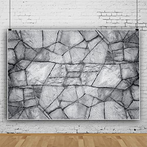 Laeacco 12x8ft Retro Brick Wall Texture Backdrop, Abstract Geometry Pattern Photography Background Shabby Stone Bricks Backdrop Cover for Theme Party Decor Kids Adult Studio Photo Booth Props - size: 12x8ft