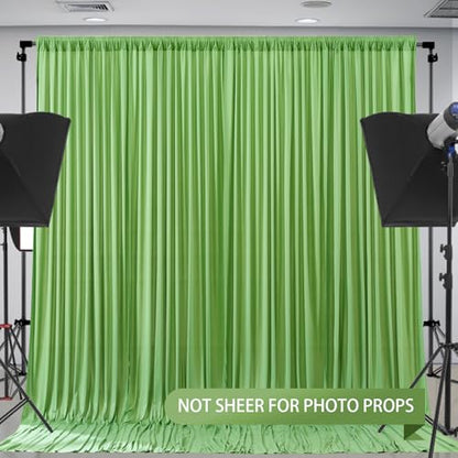 Sage Green Backdrop Curtain 4 Panels-Wrinkle-Free Green Curtains Polyester Photography Drapes for Baby Shower Birthday Party Photo Background Backdrop Stand- 16 X10FT (Sage Green) - color: Sage Green, size: W4' x H10'(4 panels)