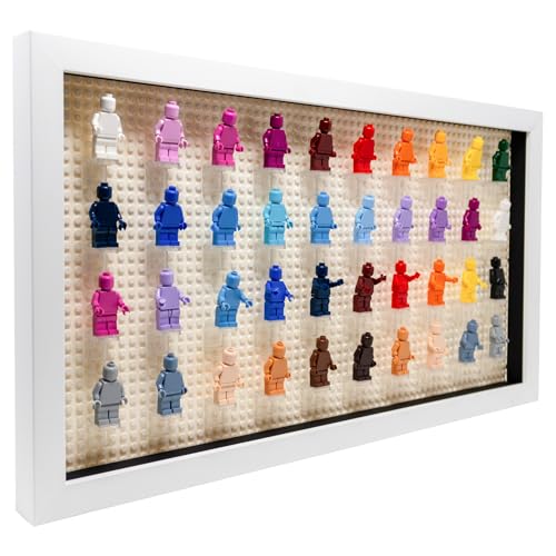 Figurine Display Case 10x20.125 White Shadow Box for Miniature Figures 10x20.125 White Wood Shadow Box with White Base to Display Up to 56 Block Figures - color: White With White Blacking, size: 10x20.125