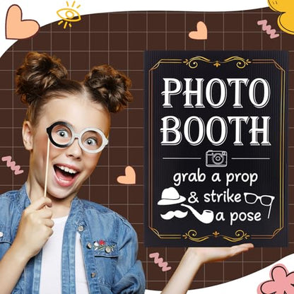 Happiness Photo Booth Sign with Stand Retro Background Table for Event Photography Props Desktop Decoration Party Supplies