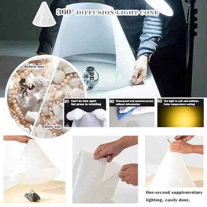 11PCS Large 24x24IN Photo Backdrops Board with Light Cone Kits, Photography Backdrop Seamless Flat Lay Paper, Light Cones, Brackets Clips Props Shoot for Jewlery Cosmetics Food Make-up - color: black yellow