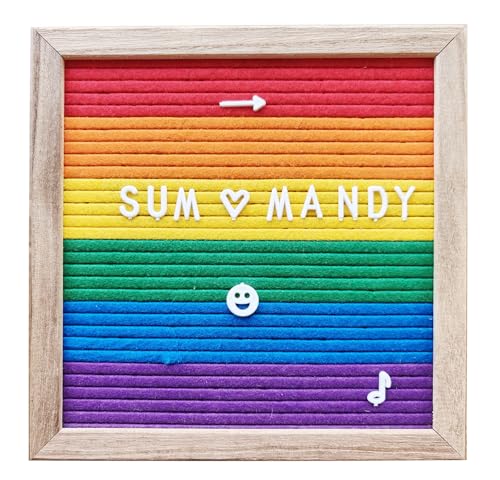 Felt Board Felt Letter Board, 10 x 10 inch Message Board Word Board Letter Board Sign Bulletin Board Letters, Pregnancy Announcements Baby Announcement Sign - color: Rainbow