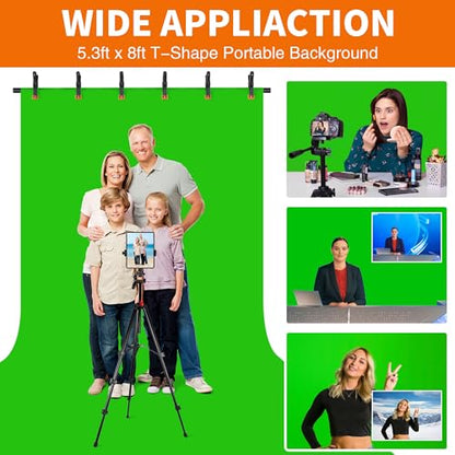 Forlogic Portable T-Shape Backdrop Stand Support Kit 8x7.2ft, Adjustable Photo Green Screen Back Drop Stand for Party, Photography Videography Studio (8×7.2Ft) - size: 8×7.2Ft