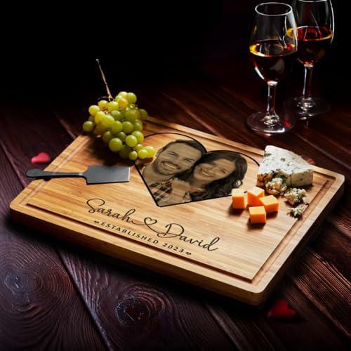 Personalized Photo Gifts for Girlfriend Women Wife Mom Her, Customized Cutting Board with Photo, Unique Valentines Gifts for Couples, Custom Charcuterie Board Valentines Day Gift Basket