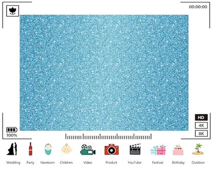 Trykid 9x6ft Light Blue Glitter Backdrop Shimmering Surface Luxe Finish Dazzling Texture Photography Background Wedding Event Party Decoration Photo Booth Prop Fabric - size: 9x6ft