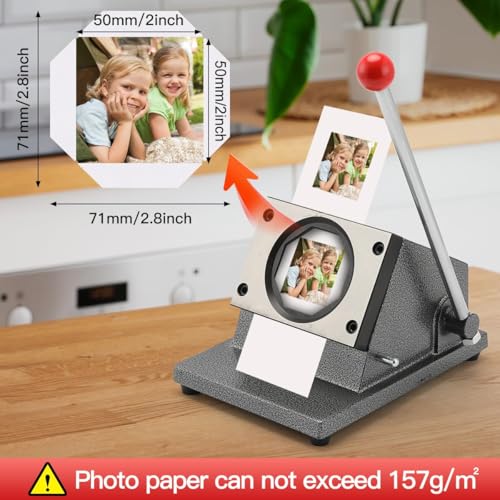 Square Photo Fridge Magnet Maker Machine Kit, 2inch DIY Refrigerator Sticker Making Machine with Paper Cutter, 200 Sets Material, for Custom Badge
