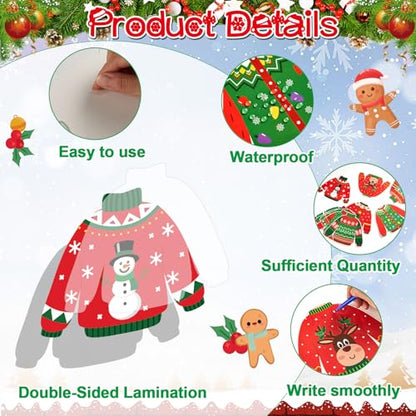 60pcs Christmas Theme Cutouts Ugly Sweater Bulletin Board Decorations Xmas Ugly Sweater Paper Cut-Outs Classroom Decor for Xmas Classroom DIY Craft Photo Wall Door Christmas Winter Party Supplies - style: Ugly Sweater