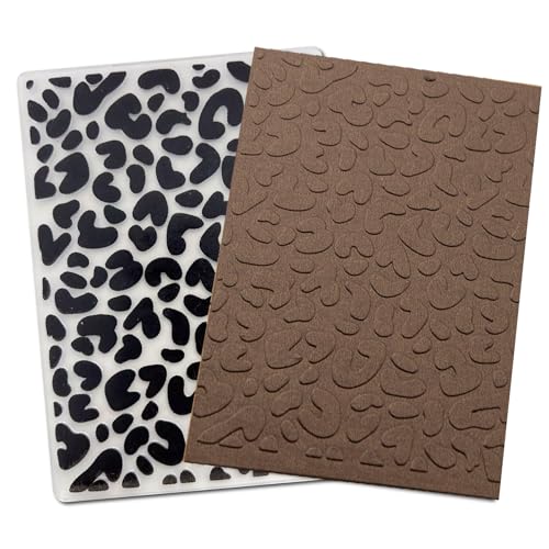 Arbuya Leopard Plastic Embossing Folders for Card Making Animal Print Texture Embossing Folder for Scrapbooking Paper Crafting Home Decoration - color: Leopard Texture