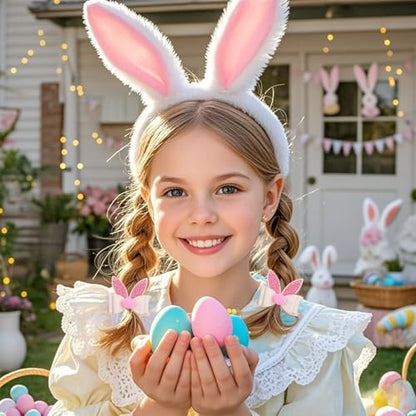 2Pcs Easter Hair Clips Glitter Bunny Ears Bows Hair Barrettes Pink White Rabbit Ears Hair Accessories for Easter Party Supplies