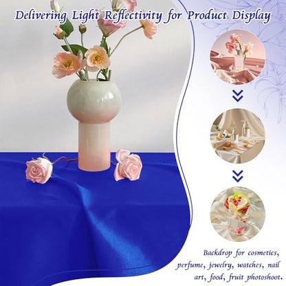 RUDONG M Satin Photography Backdrop 3.3x2.5ft - Wrinkle-Free Silky Fabric Background for Jewelry/Cosmetics/Flat Lay/Studio, Royal Blue Backdrop Cloth (100x75cm) - color: Royal Blue