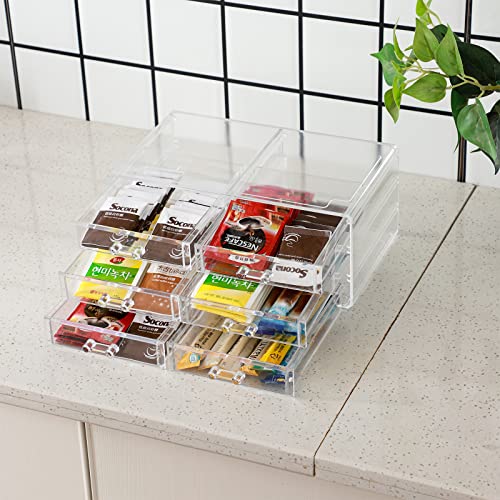 Cq acrylic 1 Pack Clear Acrylic Drawer Organizer Countertop,Stackable 6 Drawers Makeup Storage,Cute Cube Make Up Organizer for Dresser Hair Clip,Beauty Product Desk and Bathroom Organizers and Storage - size: 6 Small Drawers