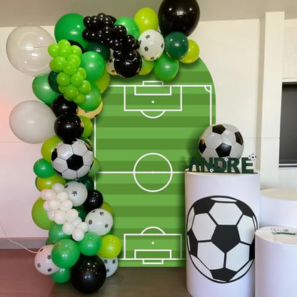 VitalCozy 7.2ft Soccer Field Birthday Party Arch Backdrop Cover Soccer Photography Backdrops Spandex Fitted Arch Stand Covers for Rugby Balloons Birthday Parties - style: Soccer