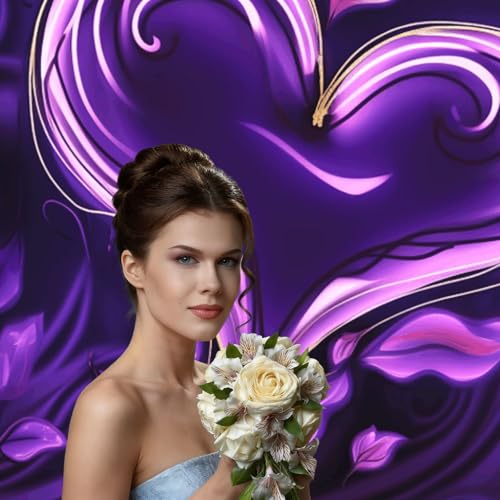 Purple Love Backdrop Background for Photography 5x7ft Photobooth Professional Photo Backdrop Curtains Video Photography Studio Photo Backgrounds Banner Booth Background Screen Parties - color: Purple Love