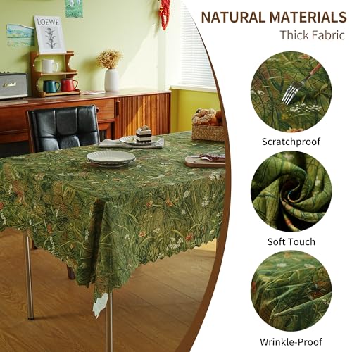 Rectangle Waterproof Tablecloth Linen Textured Table Cloth,Stain and Wrinkle Resistant Washable Fabric Table Cover for Dining, Party, Camping and Outdoor, 60 x 84 Inch, Green Grass - color: Green Grass, size: 60" x 84" (Rectangular)