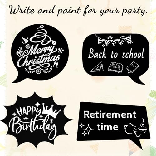 Konsait 24 PCS Large Blank Photo Booth Props, Writable Chalkboard Black Cards Make Your Own Photo Props Wedding Photo Booth Props Birthday DIY Photo Booth Picture Props