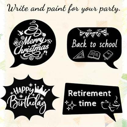 Konsait 24 PCS Large Blank Photo Booth Props, Writable Chalkboard Black Cards Make Your Own Photo Props Wedding Photo Booth Props Birthday DIY Photo Booth Picture Props