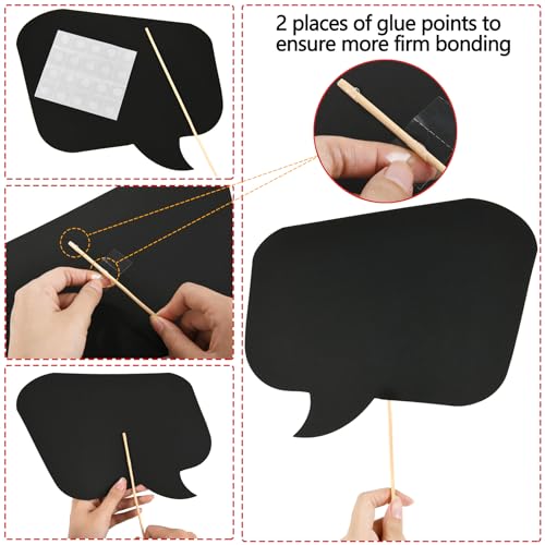 18pcs Blank Photo Booth Props Black Chalkboard Photo Booth Props Frame with Bubble DIY Photo Props for Birthday Wedding Party Supplies(Black) - color: Black