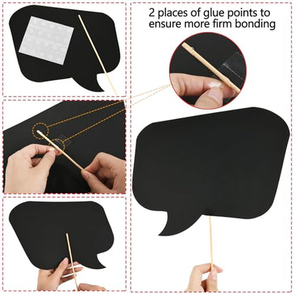 18pcs Blank Photo Booth Props Black Chalkboard Photo Booth Props Frame with Bubble DIY Photo Props for Birthday Wedding Party Supplies(Black) - color: Black