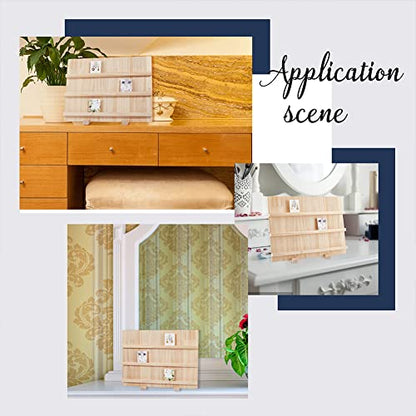 NBEADS Wood Earring Display Stands, 3 Layers Jewelry Earring Display Holder Wood Earring Card Holder Photos Business Card Holder Display with Base Stand for Home Office Retail Store, 40x14.1x30cm - color: 3 Layers Wooden L.w.thi: 15.7x11.8x5.55"