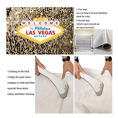 Welcome to Las Vegas Photography Backdrops 7x5ft Vinyl Fabulous Casino Poker Movie Themed Vintage Costume Dress-up Birthday Prom Ceremony Photo Background Studio Booth Props Supplies - size: 7x5 FT