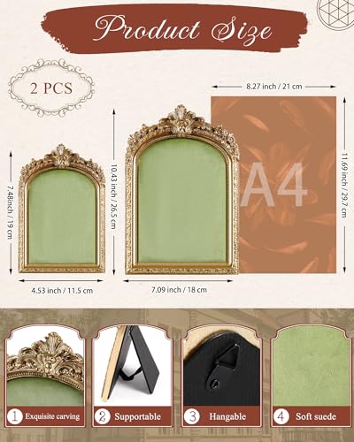Wonderjune 2 Pcs Gold Jewelry Display Stand Vintage Necklace Organizer Ring Holder Earring Tray Resin Jewelry Photography Props Frame with Velvet Backing for Gifts(Green,Large,Small,Elegant) - color: Green, size: Large,Small, style: Elegant