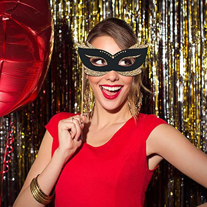 Fully Assembled Birthday Photo Booth Props. 30 Piece Box Set of Black & Gold Selfie Party Supplies and Decorations Kit with Real Glitter - Cute Bday Designs for Women - Did We Mention No DIY