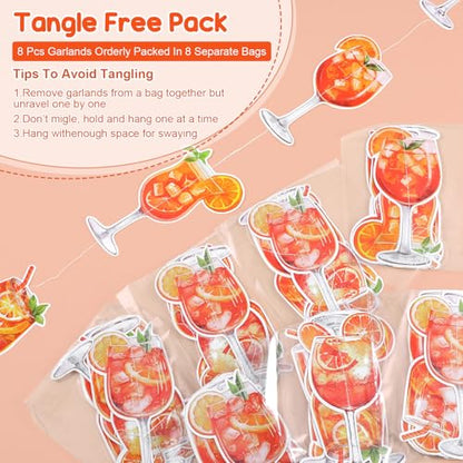 Xinnun Margarita Party Decorations Spritzy Bar Hanging Banners Orange Citrus Retro Cocktail Garlands Tequila Cutout Ribbon Streamers for Cocktail Bachelorette Bridal Shower Engagement Wedding Supplies - style: Aperol